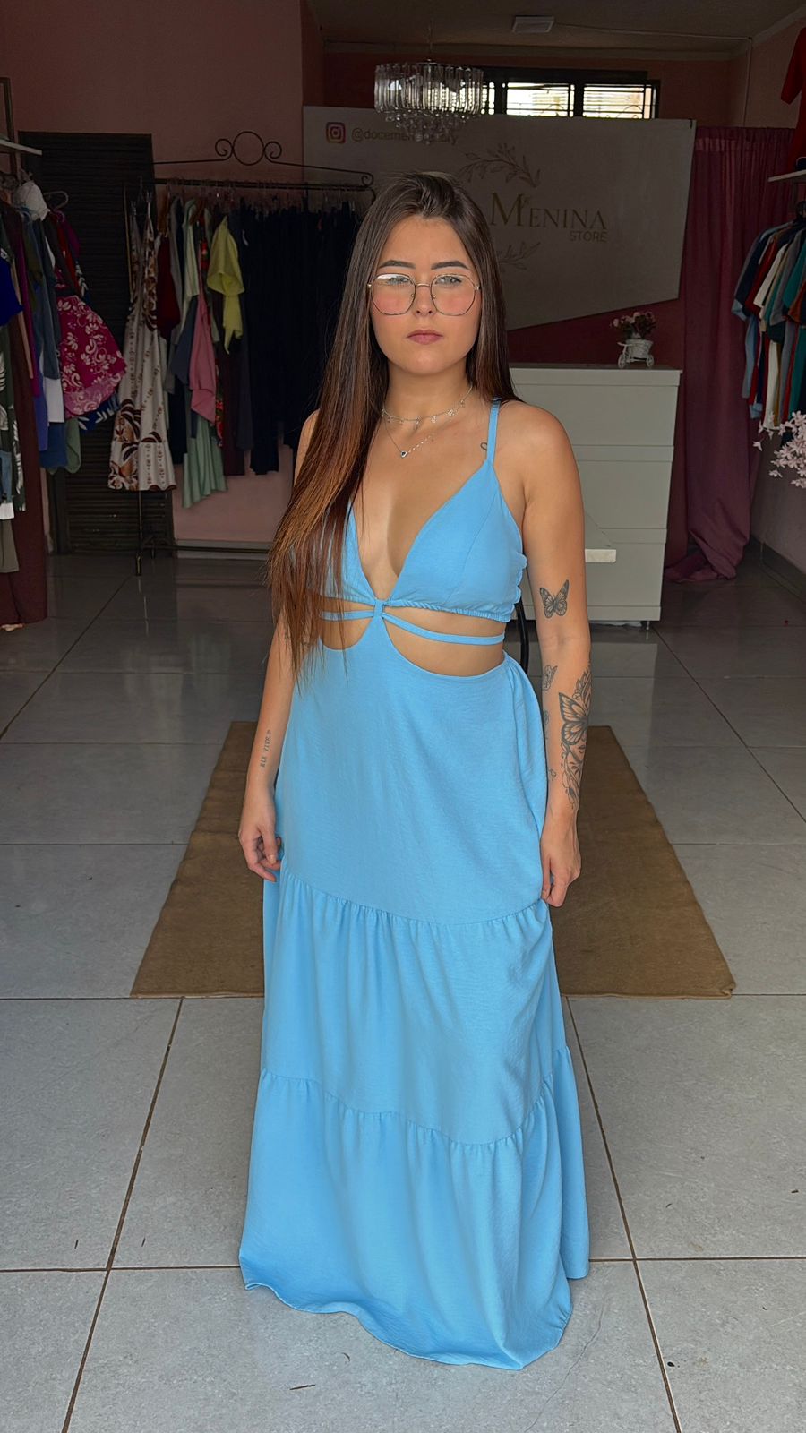 Vestido longo azul